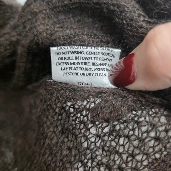 Eileen Fisher‎ Mohair Wool Blend Cardigan Sweater Knit Open Front Dark Brown M - Picture 5 of 8